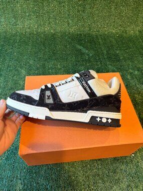Louis Vuitton Trainer Sneakers Black White Monogram